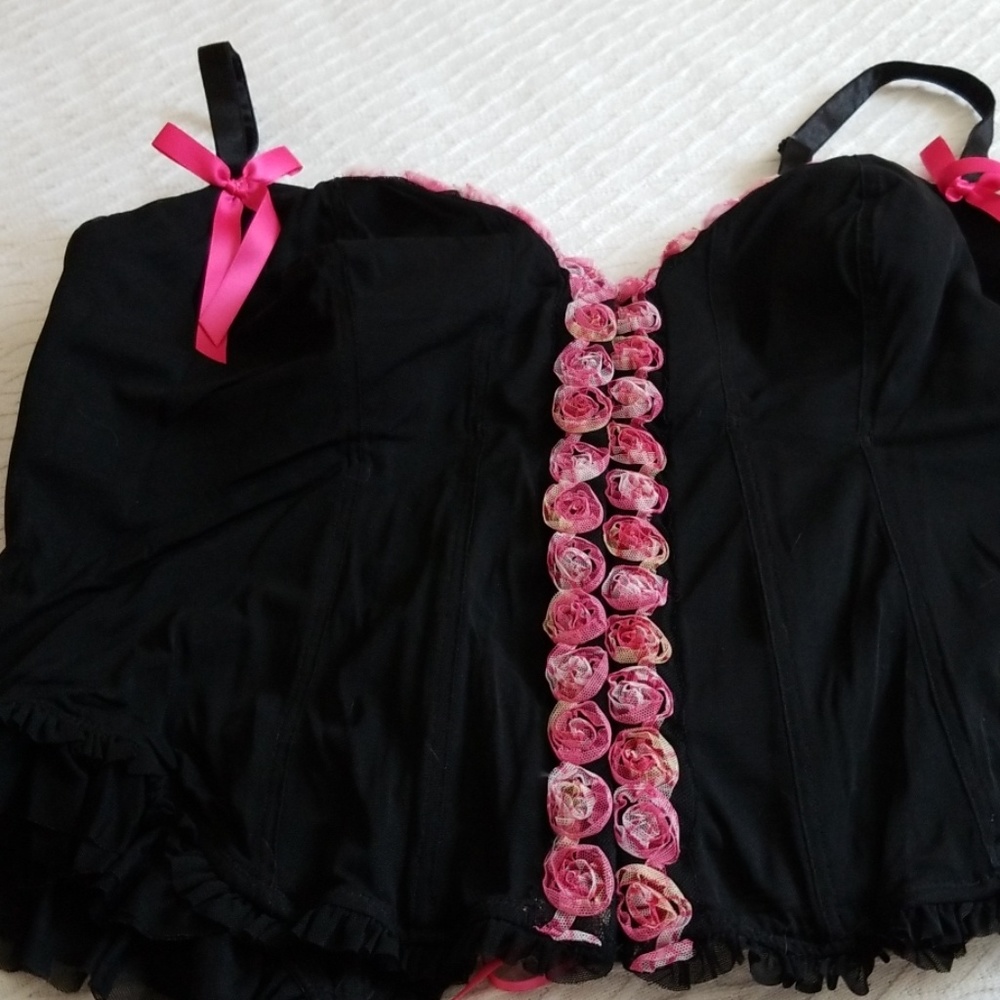 Pink Rose's black corset with matching panty
